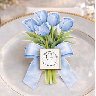 Segnaposti Tulipani con iniziali 14x9 cm (MINIMO 20PZ)