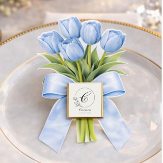 Segnaposti Tulipani con iniziali 14x9 cm (MINIMO 20PZ)