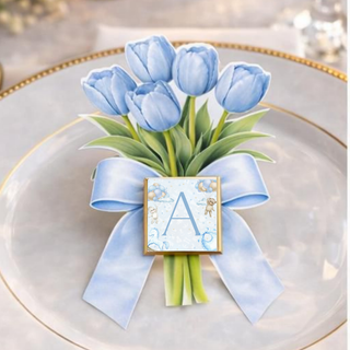 Segnaposti Tulipani con iniziali 14x9 cm (MINIMO 20PZ)