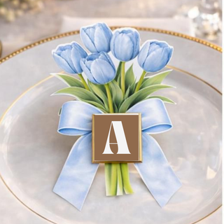 Segnaposti Tulipani con iniziali 14x9 cm (MINIMO 20PZ)