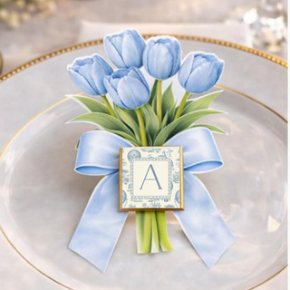 Segnaposti Tulipani con iniziali 14x9 cm (MINIMO 20PZ)