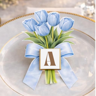 Segnaposti Tulipani con iniziali 14x9 cm (MINIMO 20PZ)