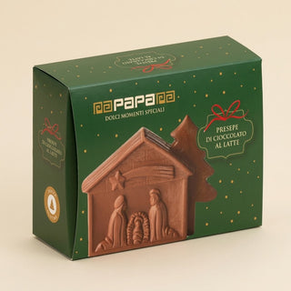 Cioccolato Papa - Astuccio Verde con Presepe di Cioccolato al Latte Senza Glutine - 300g