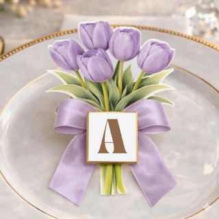Segnaposti Tulipani con iniziali 14x9 cm (MINIMO 20PZ)