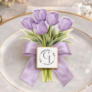 Segnaposti Tulipani con iniziali 14x9 cm (MINIMO 20PZ)