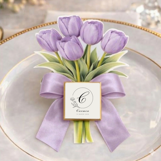 Segnaposti Tulipani con iniziali 14x9 cm (MINIMO 20PZ)