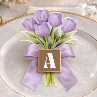Segnaposti Tulipani con iniziali 14x9 cm (MINIMO 20PZ)
