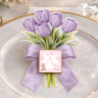 Segnaposti Tulipani con iniziali 14x9 cm (MINIMO 20PZ)