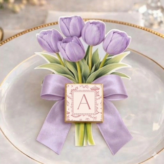 Segnaposti Tulipani con iniziali 14x9 cm (MINIMO 20PZ)