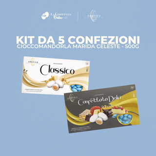 Kit Confettata Orefice Ciocomandorla Marida - 5 Confezioni Nascita Celeste da 500g