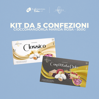 Kit Confettata Orefice Ciocomandorla Marida - 5 Confezioni Nascita Rosa da 500g
