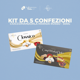 Kit Confettata Orefice Ciocomandorla Marida - 5 Confezioni Laurea Rosso da 500g