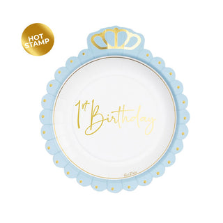 Plates with Crown First Birthday Boy - 8 pieces