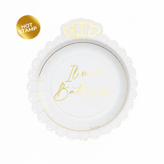 Plates with Gold Baptism Crown - 8 pieces