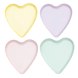 Heart Plates Pastel Colors - 8 Pieces