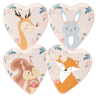 Woodland Animal Heart Plates - 8 assorted pieces