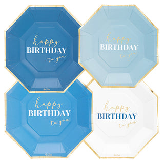 Assiettes Happy Birthday To You Bleu 8 pièces