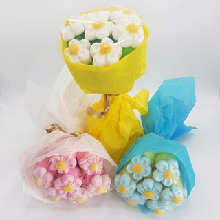1pz Bouquet Marshmallow di Margherite Colori Assortiti - 120g
