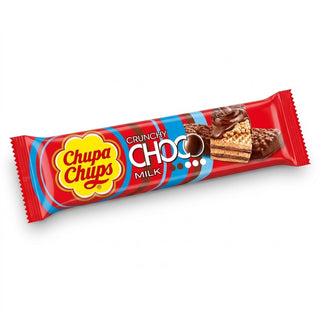 Chupa Chups - Choco Crunchy Milk Barretta al Cioccolato al Latte con Wafer ripieno di crema alle nocciole - 27g
