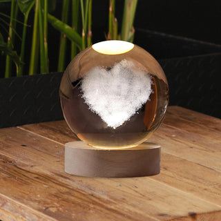 SFERA LED CUORE 3D SU BASE LEGNO