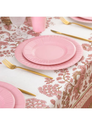 Assiettes rondes moyennes en géranium rose - 8 pièces