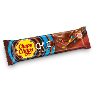 Chupa Chups - Choco Snack Milk Barretta Ricoperta di Cioccolato al Latte con Mini confetti colorati Senza Glutine - 20g