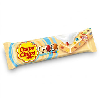 Chupa Chups - Choco Snack White Barretta ricoperta di Cioccolato Bianco con Mini Confetti colorati Senza Glutine - 20g