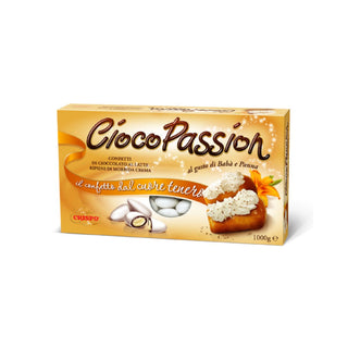 Crispo CiocoPassion - Confetti al Cioccolato a latte ripieni di crema Babà e Panna Bianchi - 1Kg