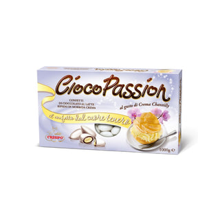 Crispo CiocoPassion - Confetti al Cioccolato a latte ripieni di crema Chantilly Bianchi - 1Kg