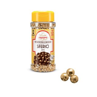 Crispo - Mini Decorazioni Zucchero Sferici Oro in Barattolino - 95g