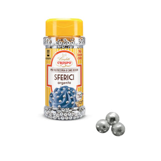 Crispo Mini Décorations Sphériques en Sucre Argent 95 gr