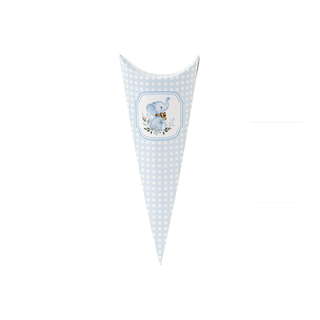 Scotton - Cono Portaconfetti con Elefantino Azzurro 10pz - 19cm