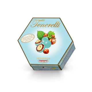 Confetti Crispo Lieto Evento - Tenerelli Nocciola al Cioccolato incartati Celeste - 500g