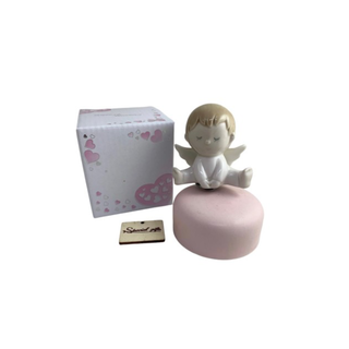 Bomboniera Carillon Angelo Rosa 11cm con scatola inclusa