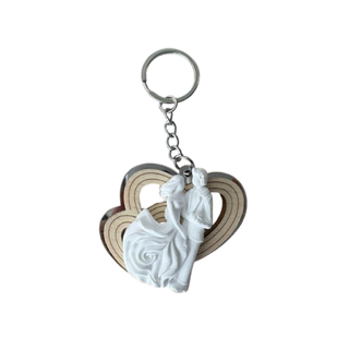 Portachiavi Coppia Sposini idea segnaposto in argento 12pz