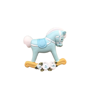 Magnete Cavalluccio Azzurro con Rose 5cm