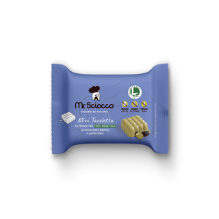 Mr.Sciocco - Mini Tavoletta al Cioccolato Bianco e Pistacchio con Granella di Pistacchio 100%Senza Latte, Senza Glutine, Senza Soia, Vegan Friendly  1pz - 11g