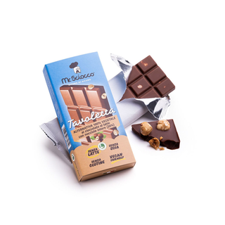 Mr.Sciocco - Tavoletta al Cioccolato a "Latte" con Nocciole Intere 100% Vegetale Senza Latte, Senza Glutine, Senza Soia, Vegan Friendly - 50g