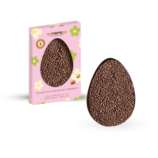 Papa – Pasqua Tavoletta Fondente Forma Uovo con Granella di Nocciole Senza Glutine - 220 g