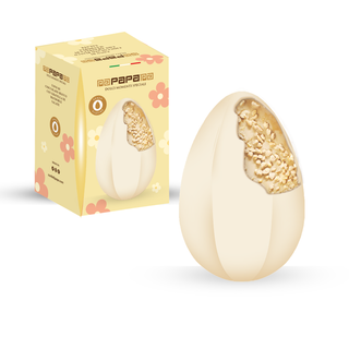 Papa - Uovo Esagonale al Cioccolato Bianco e Mandorle Tostate Salata Senza Glutine - 350g