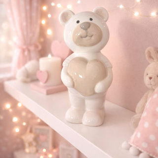 Bomboniera Salvadanaio Orsetto con Cuore 14,5cm