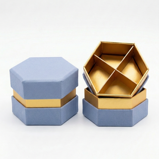 SudTime - Mini Scatola Esagonale Con Divisorio in Carta Carta Da Zucchero - 7.5x7.5x5.5 (MINIMO 10PZ)