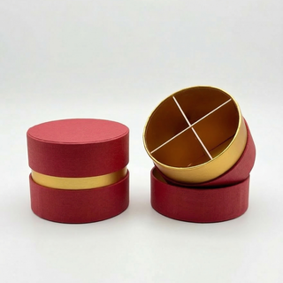 SudTime - Mini Scatola Tonda Con Divisorio in Carta Rosso - 6,5x5,5 (MINIMO 10PZ)