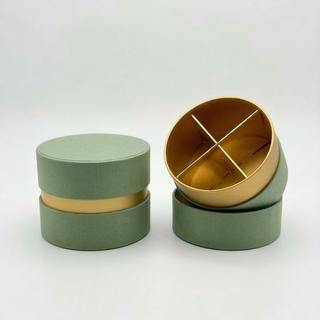 SudTime - Mini Scatola Tonda Con Divisorio in Carta Verde Salvia - 6,5x5,5 (MINIMO 10PZ)