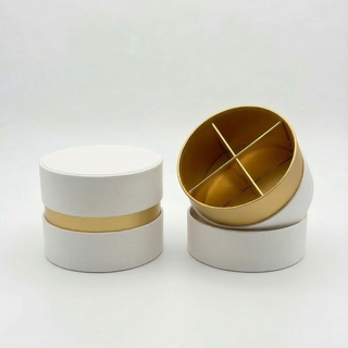 SudTime - Mini Scatola Tonda Con Divisorio in Carta Panna - 6,5x5,5 (MINIMO 10PZ)