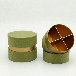 SudTime - Mini Scatola Tonda Con Divisorio in Velluto Verde Salvia - 6,5x5,5 (MINIMO 10PZ)