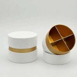 SudTime - Mini Scatola Tonda Con Divisorio in Velluto Bianco - 6,5x5,5 (MINIMO 10PZ)