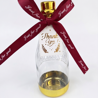 Mini Bottiglia in Plastica Portaconfetti e Cioccolatini Trasparente con Base Oro idea segnaposto - 5x5,8