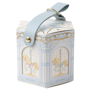 Scatolina Bomboniera Carosello Azzurro e Oro - 9x9x8 (MINIMO 10PZ)