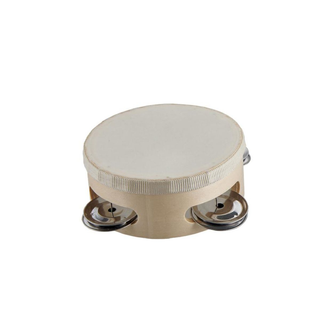 Caruso - Tamburella bianca in legno - D10cm